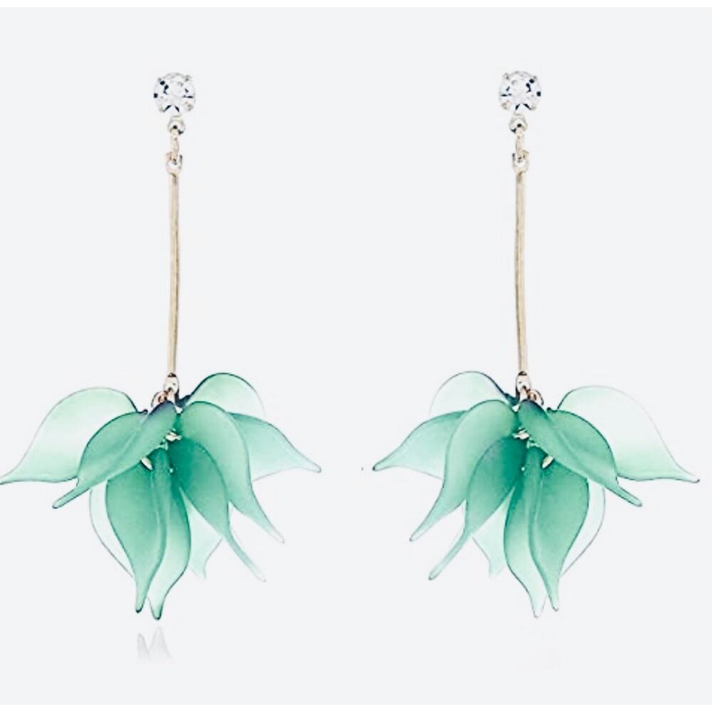 Acrylic Flower Petal Rhinestone Earrings*